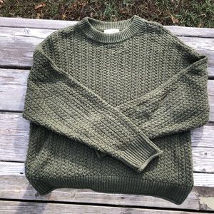 Knit cotton dark green sweater